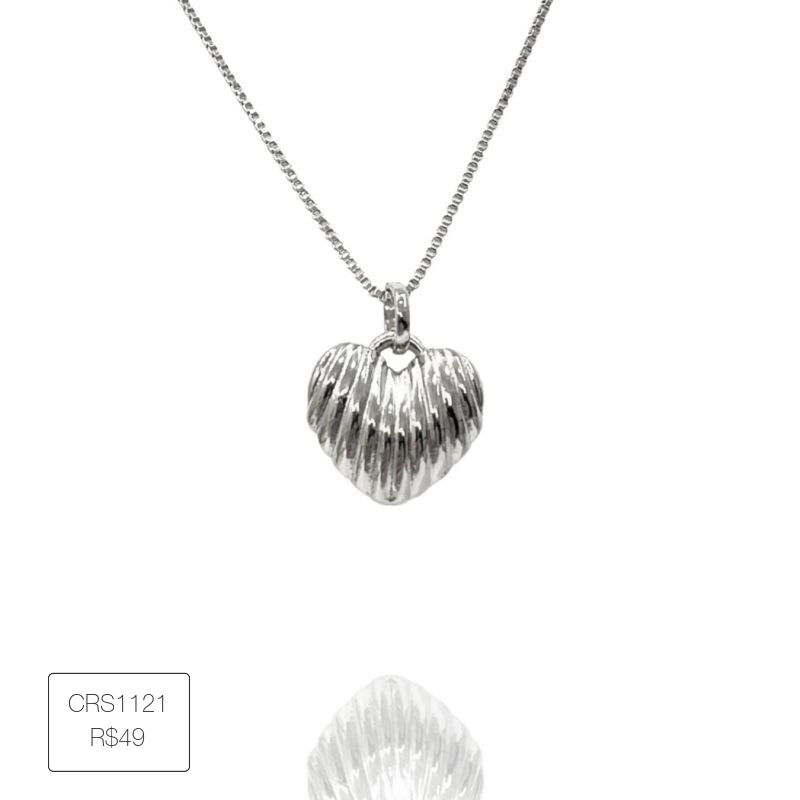 Colar Coracao Texturizado Mon Amour Prateado